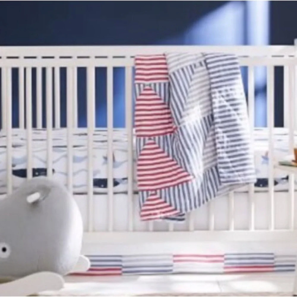 NWT Pottery Barn Baby Striped Cole Crib Skirt